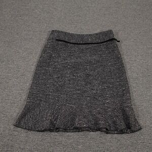 Vintage Tracy Evans Limited Skirt Juniors 7 Black Tweed Ruffle Hem Trumpet 90s